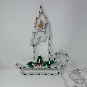 Vintage Christmas Silhouette Light Up Candle Holiday Window Decoration 18"